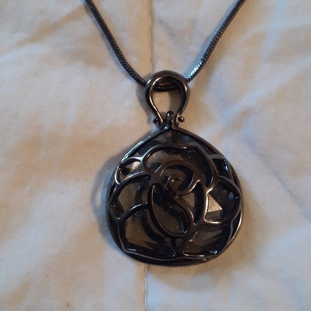 Gothic Black Rose Long Necklace
